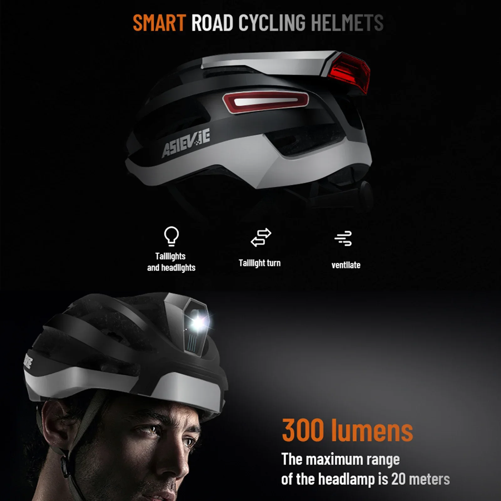 Smart Bike Helmet With Front and Back LED Lights with Turn Signals  Rear Light Road Bicycle Helmets for Adults Men Women