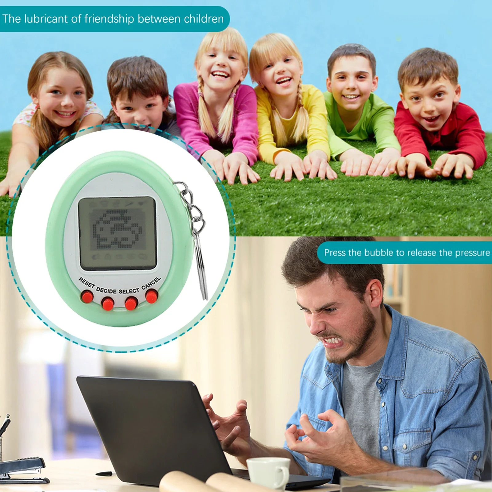 Mini máquina electrónica para mascotas Macaron, juguete Virtual Tamagotchi con llavero, juguete cibernético Virtual para niños, regalos de cumpleaños, 2 uds.