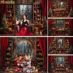 Mocsicka Christmas Kitchen Cupboard Backdrop Kids Family Photography Props Child Adult Photocall Decors Photo Background