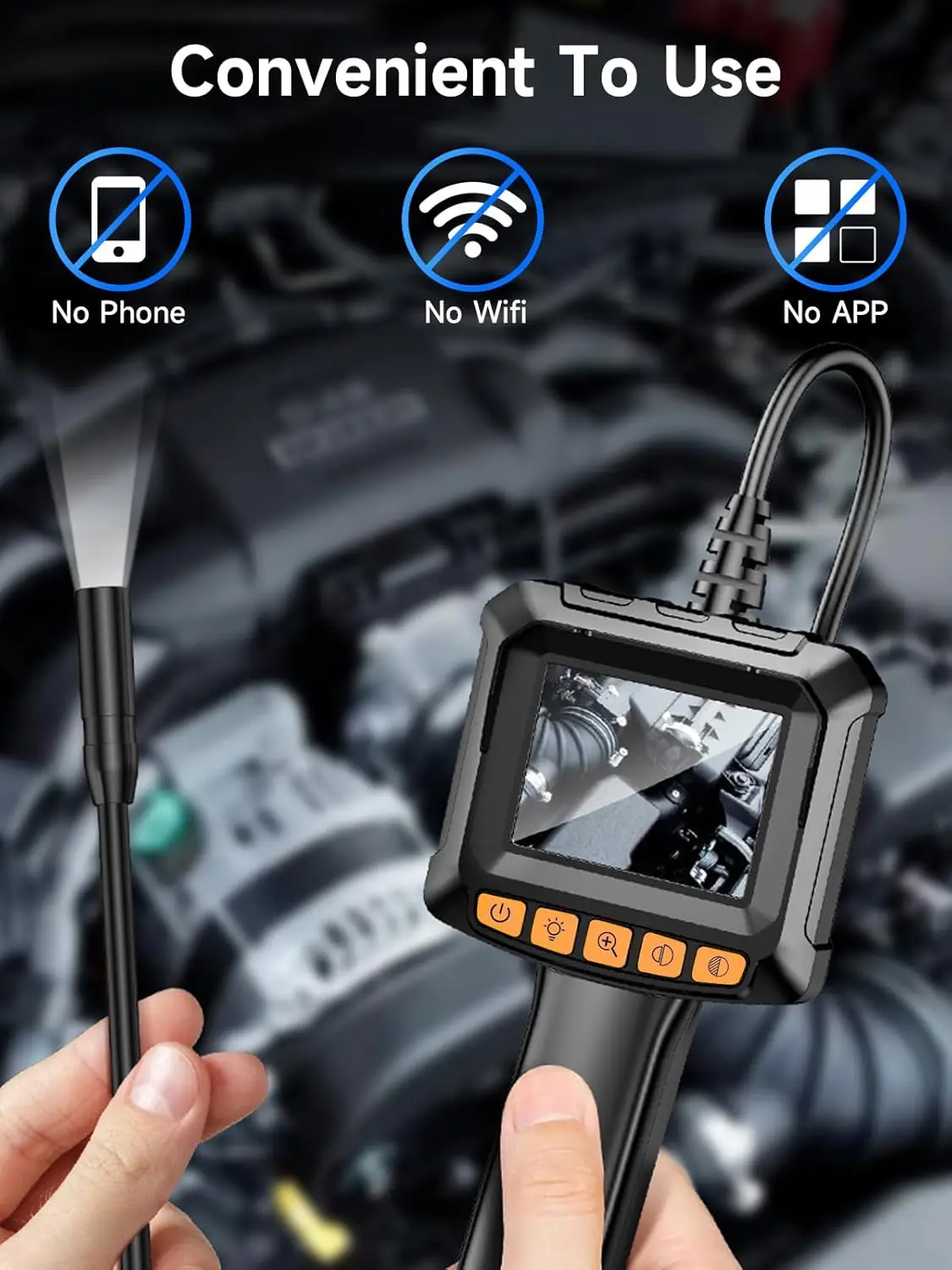 مومان لأنابيب الصرف الصحي السيارات EOS1 Borescope 1080P HD كاميرا التفتيش مع 2.4 "IPS شاشة 16.4ft كابل شبه صلب IP67 مقاوم للماء