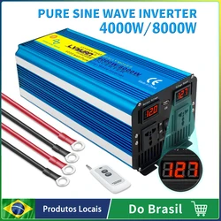 Pure Sine Wave Power Inverter 4000W/8000W DC 12V 24V 48V To AC 110V 127V 220V Remote Control Solar Car Inverter Converter