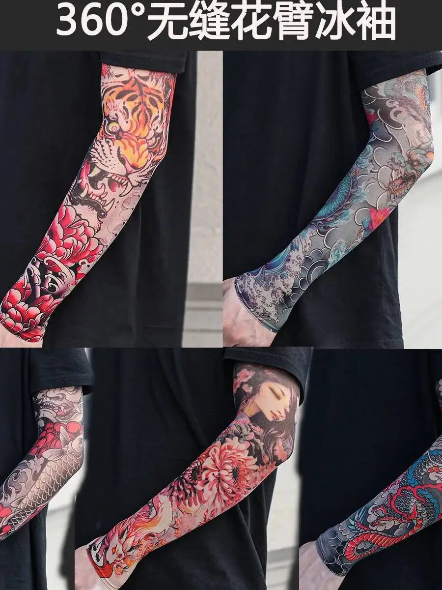 Mangas impressas digitalmente 3d, mangas de proteção solar, casal combinando, leve, respirável, tatuagem, flor, braço, verão, lih