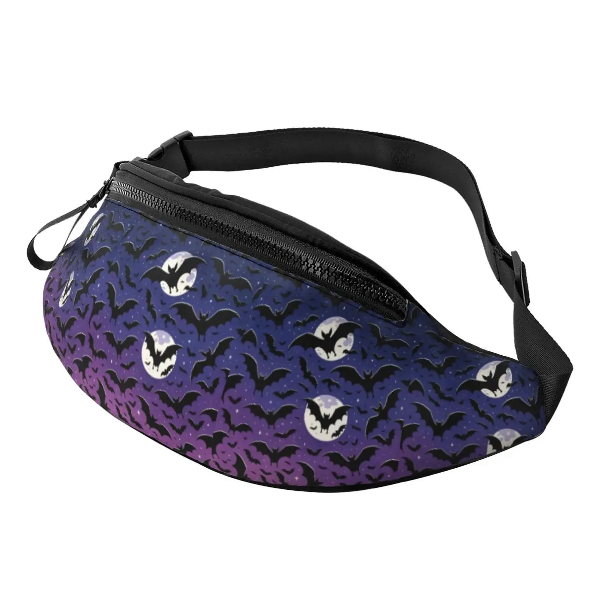 Custom Halloween Witch Gothic Vampire Bat Fanny Pack Women Men Fashion Crossbody Waist Bag for Traveling Phone Money Pouch