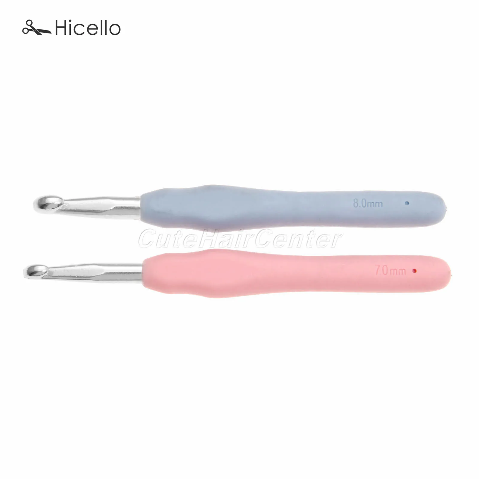 1pc Crochet Hook 7mm/8mm Aluminum Alloy Knitting Needles Tool Thick Head Light Color Blue Pink Soft Handle Craft DIY Hicello