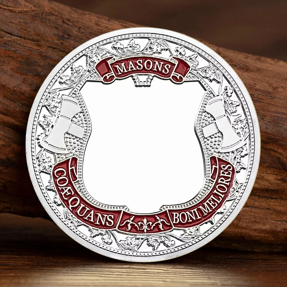 Silver Plated Mason Fraternal Order of Freemason Souvenir Coin Relief Sculpture Masonic Challenge Coins
