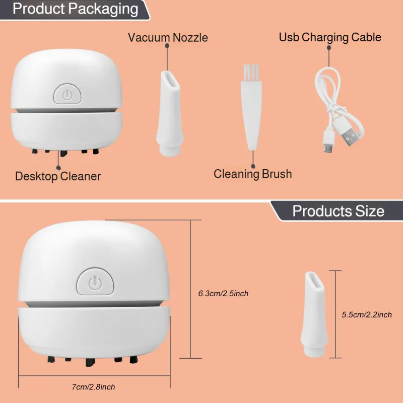 Desktop Cleaning Vacuum Cleaner Home Mini Portable Keyboard Silent Cleaner for Office Sofa Floor Study Desk Pencil Shavings