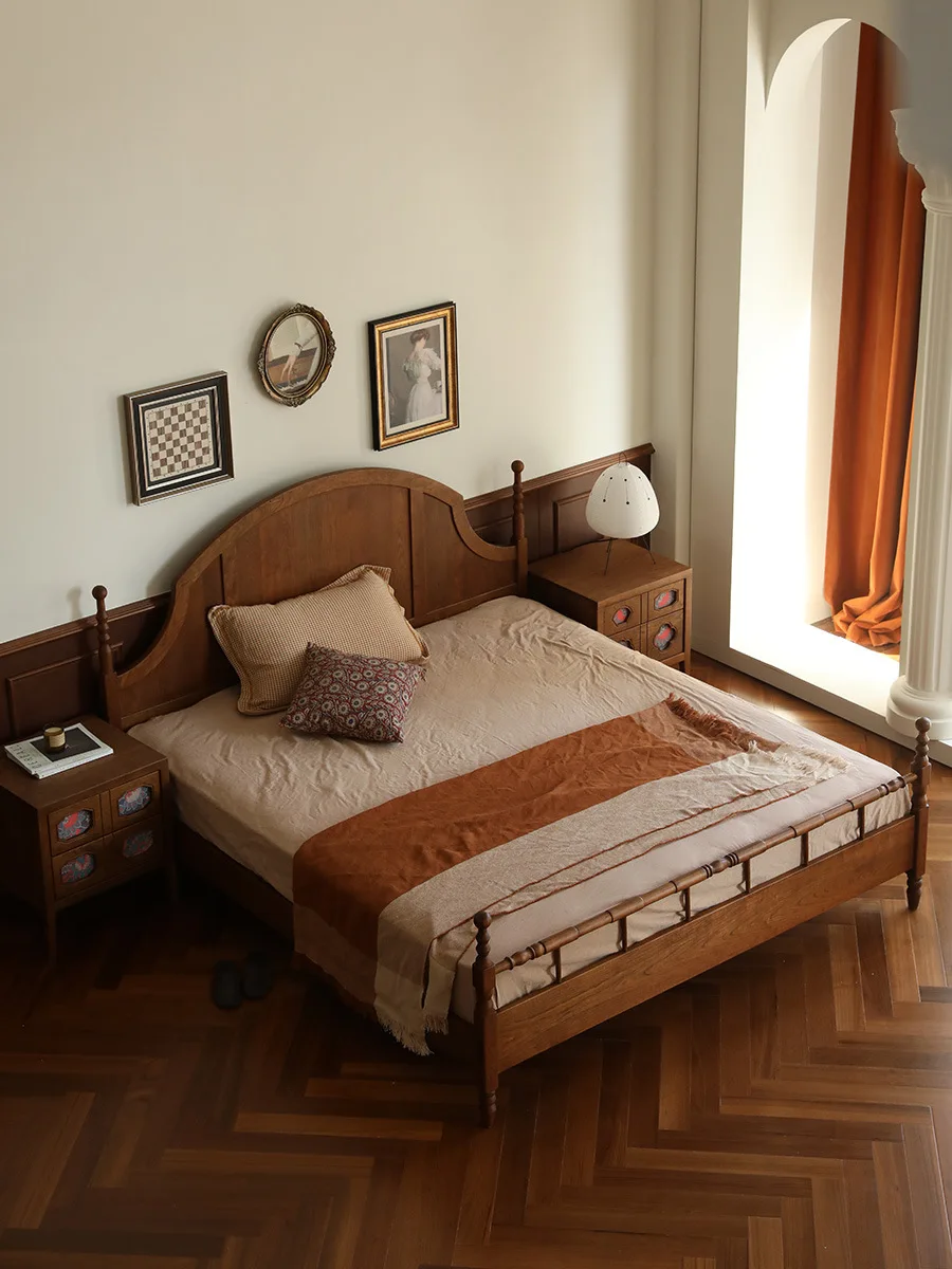 Solid wood bed Nanyang double cherry wood double master bedroom wedding 1.8m North American solid wood bed