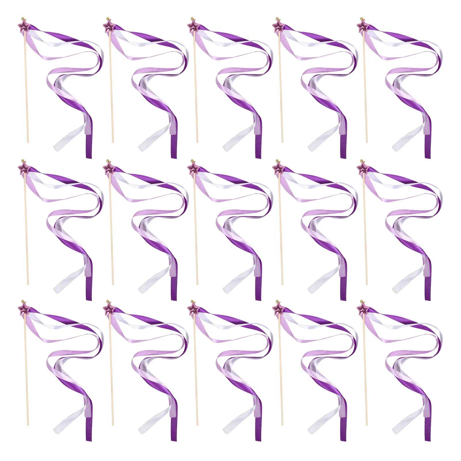 

24Pcs Star Fairy Wand Ribbon Streamers Bells Wedding Party Purple Ribbon Stick Flower Accessories Fairy Wands for Wedding
