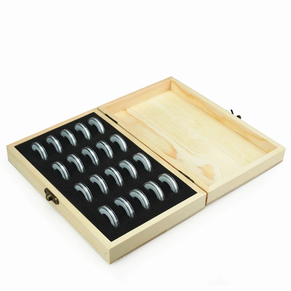 علبة عملات معدنية تذكارية خشبية لعملات معدنية 18-30 مللي متر صندوق تخزين واقي رقيق مجموعة عرض صندوق خشبي للعملة المعدنية #6