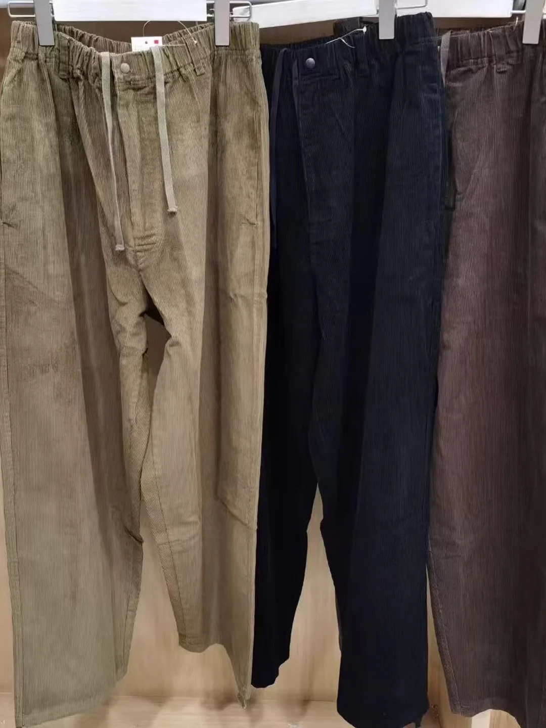 

Corduroy Straight Leg Casual Pants Men's Women's Dstring Long Trousers High Waist Workwear Cotton Anti-Wrinkle Daily Wear