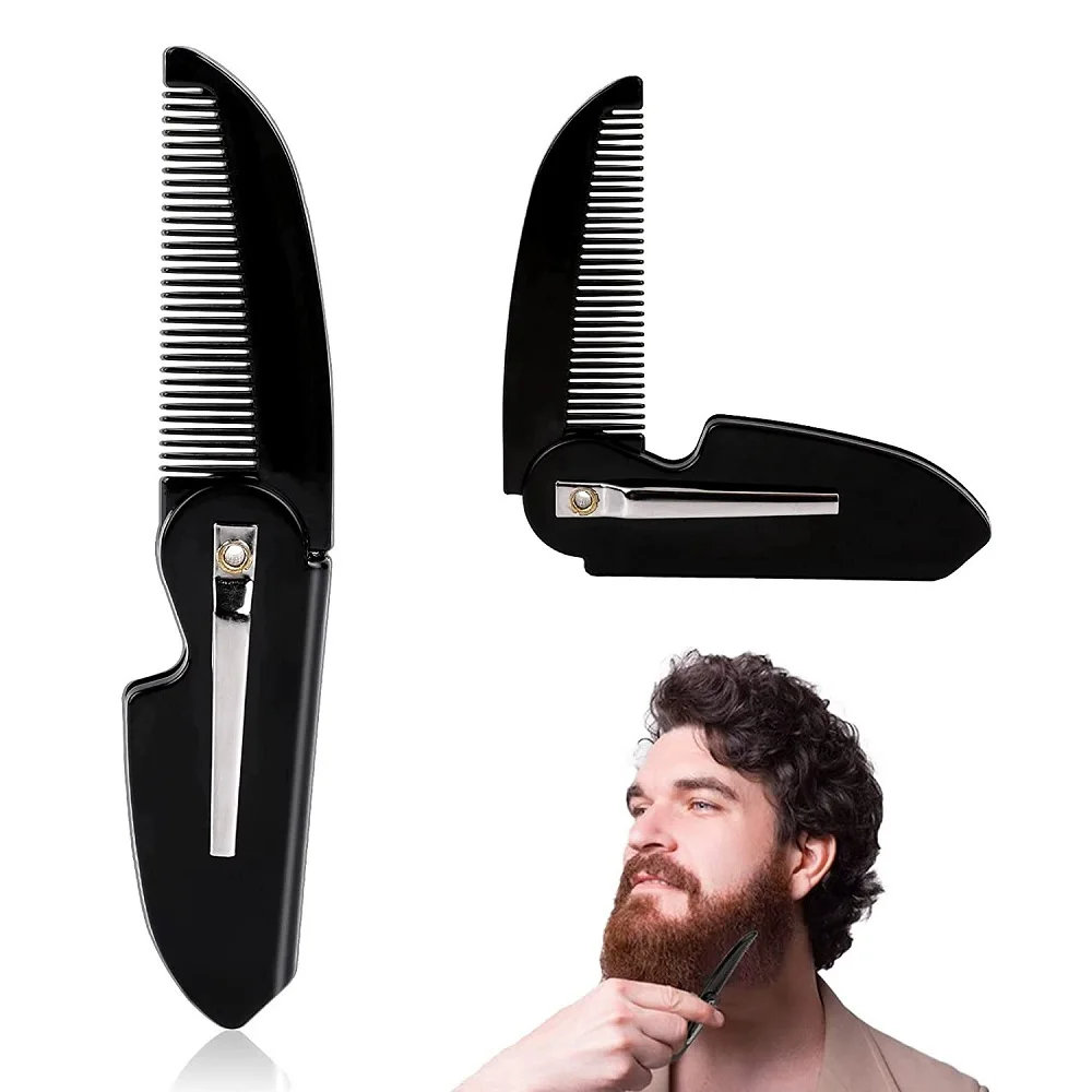 Portable Folding Beard Comb Mustache Comb Small Pocket Men Moustache Combs Grooming Hair Detangling Beard Styling Accessories