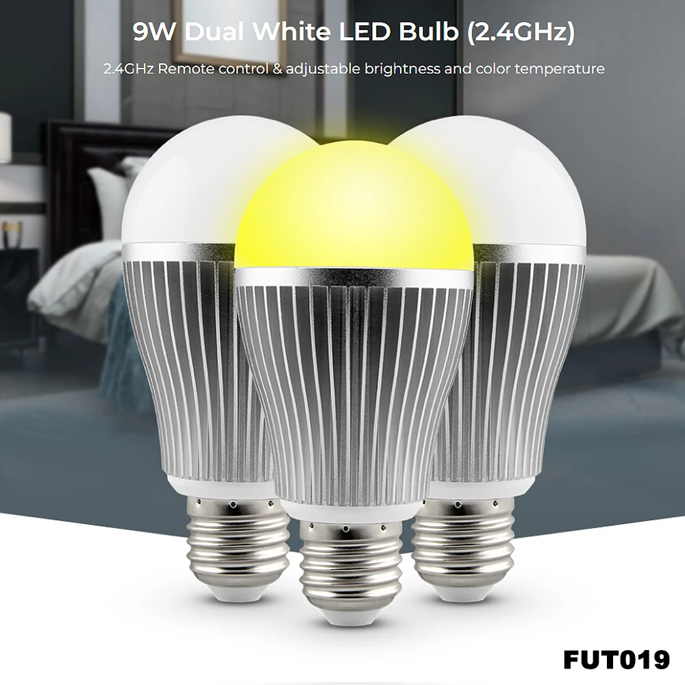 لمبة ليد Miboxer-Smart Tuya ، FUT019 ، AC100-V ، wghz ، E27 ، 9W CCT ، أبيض مزدوج ، CW/WW درجة حرارة اللون ، سطوع قابل للتعديل ، FUT019
