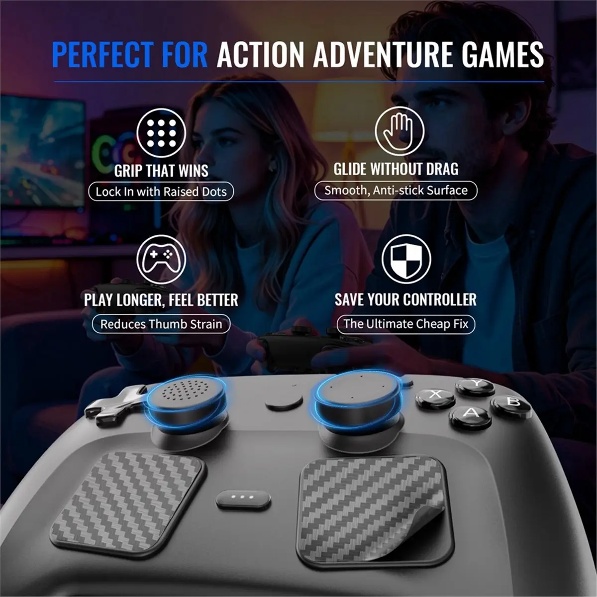 2026 NEW For Touchpad StickersWear Controller Button Thumbstick Caps + Touchpad +Back Button Silicone Covers