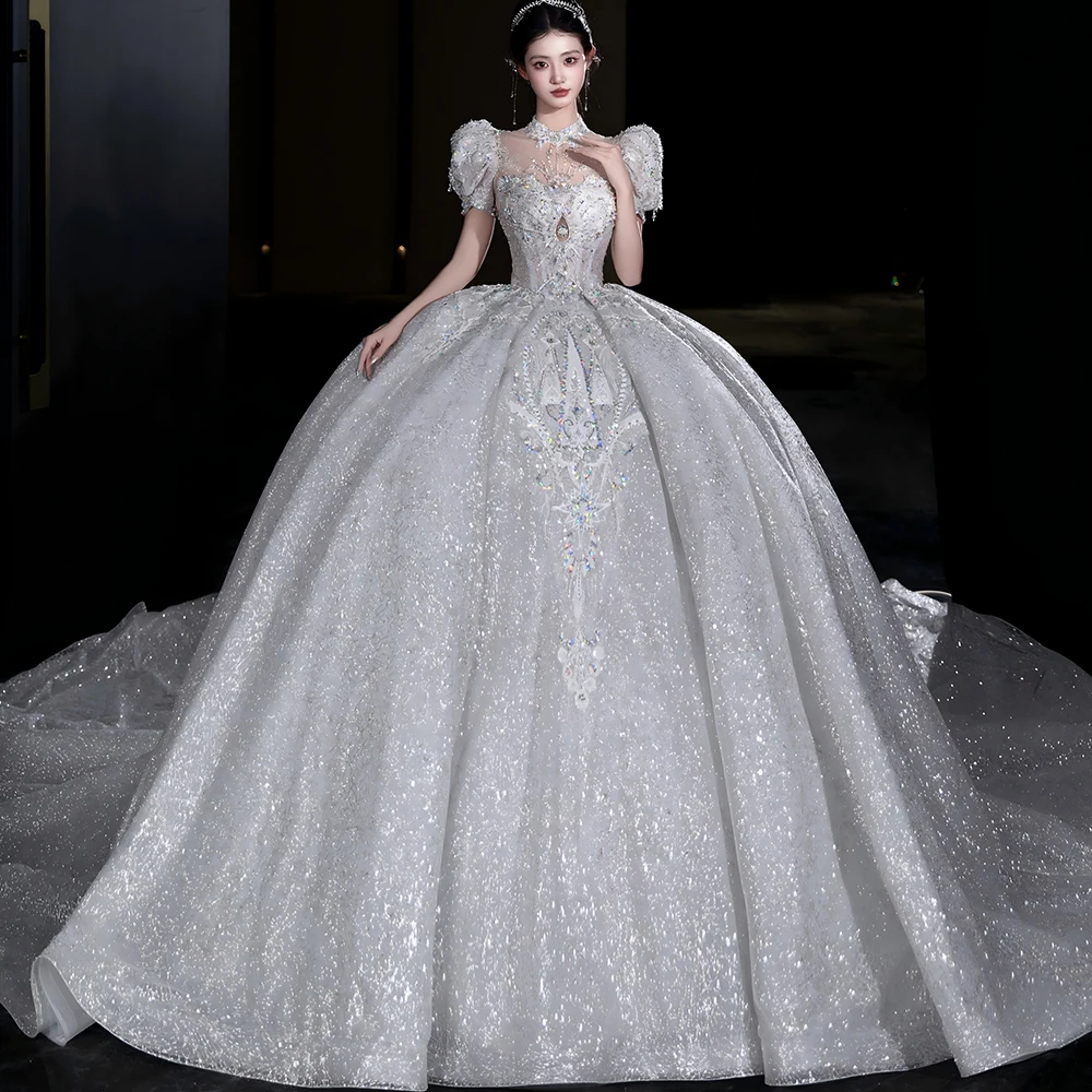 Vestido de noiva 2025 clássico vestido de baile de manga comprida vestido de casamento para mulheres elegante personalizado mancha vestidos de noiva novia