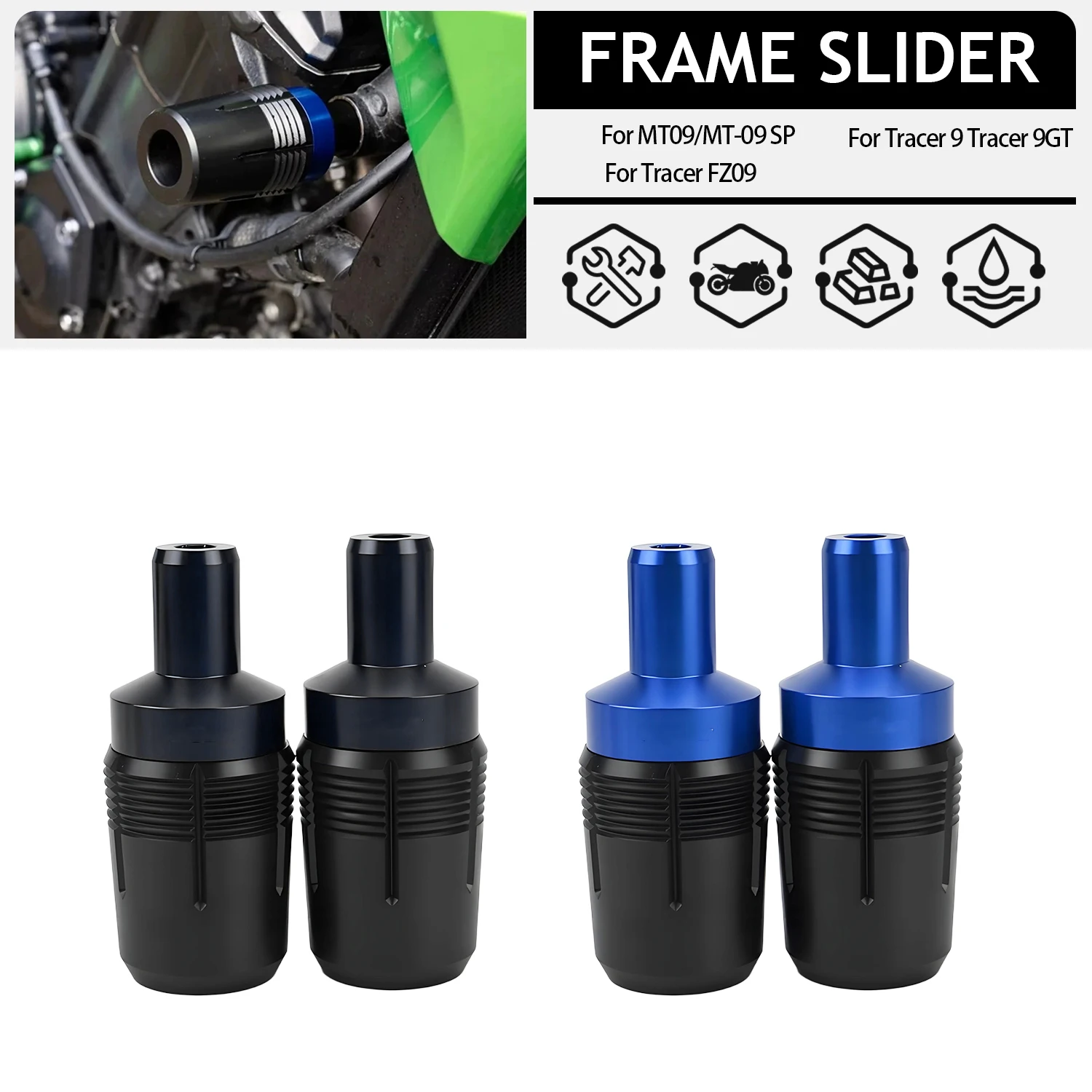 

Motorcycle Falling Protection Crash Protectors Frame Sliders For Yamaha MT09/MT-09 SP Tracer 9 Tracer 9GT 21-25 FZ09 21-22