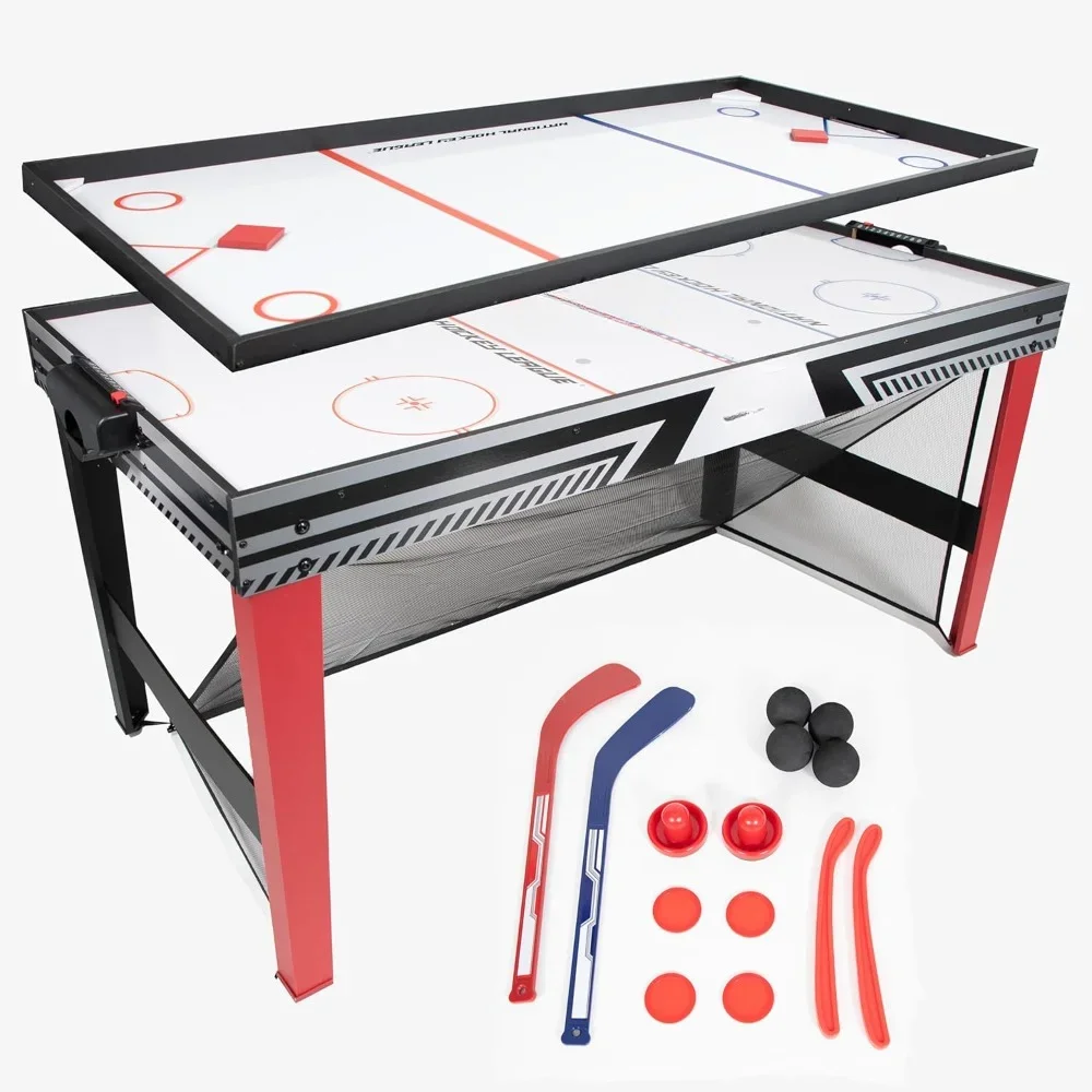 

60" Hat Trick 3-in-1 Hockey Table - Air Hockey, Knock Hockey, and Knee Hockey - Air Powered Surface - 60" Indoor Hockey Net