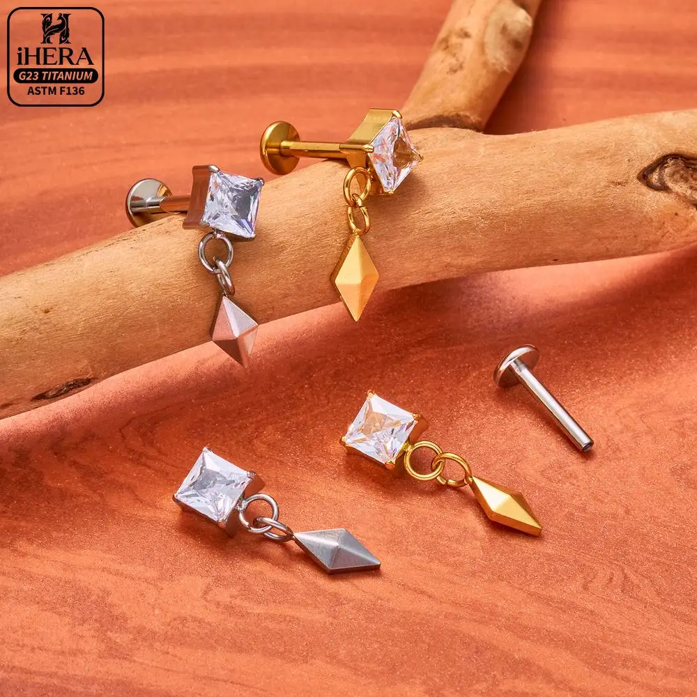 ASTM F136 Titan-Ohrstecker mit Marquise-Zirkonia, flacher Rückseite, glitzernder Kette, Baguette-Kreuz, Labret, Helix, Tragus, Conch, Ohrstecker-Schmuck – Detail 31