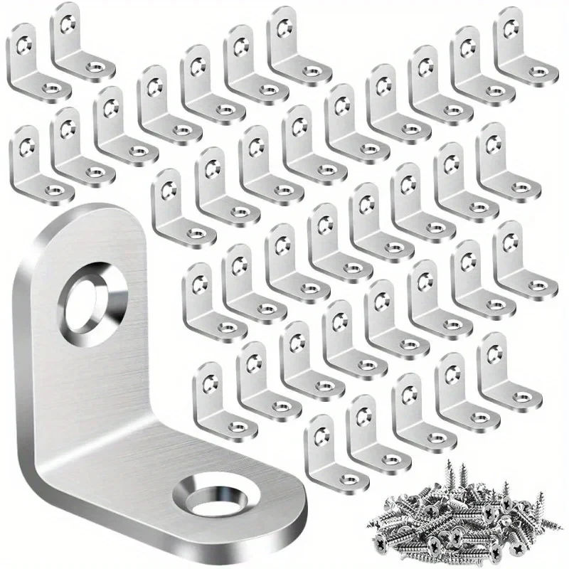 

20pcs/Stainless Steel L Brackets - Small Right Angle Corner Brace for Shelves, Wood Furniture, Chair