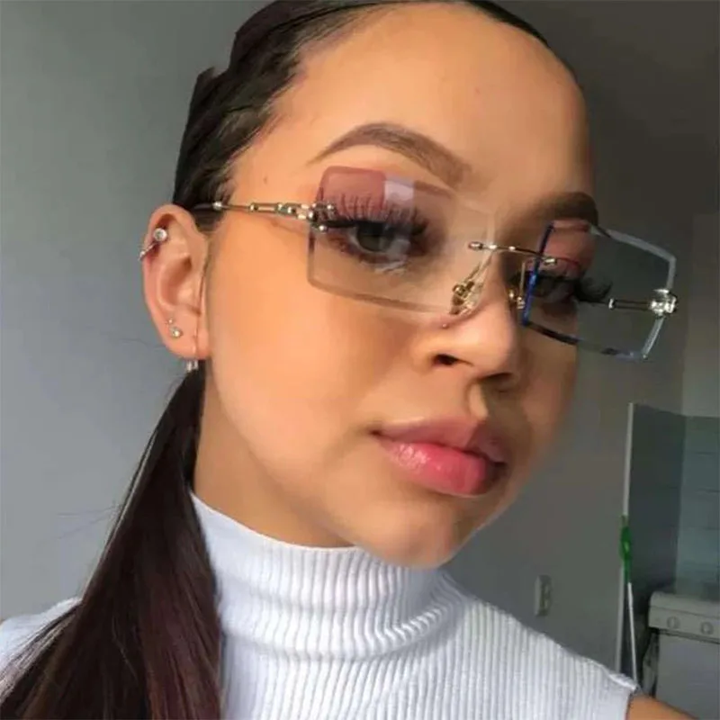 חדש ללא שוליים זמירה משקפי שמש נשים של מעצב מותג אופנה משקפיים שמש קיץ נשים נסיעות Eyewear UV400 Oculos דה סול