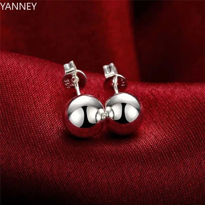 

New 925 Sterling Silver Earrings Fashion Temperament Women Simple Beads Ear Studs Valentine's Day Gifts Street all-match Jewelry