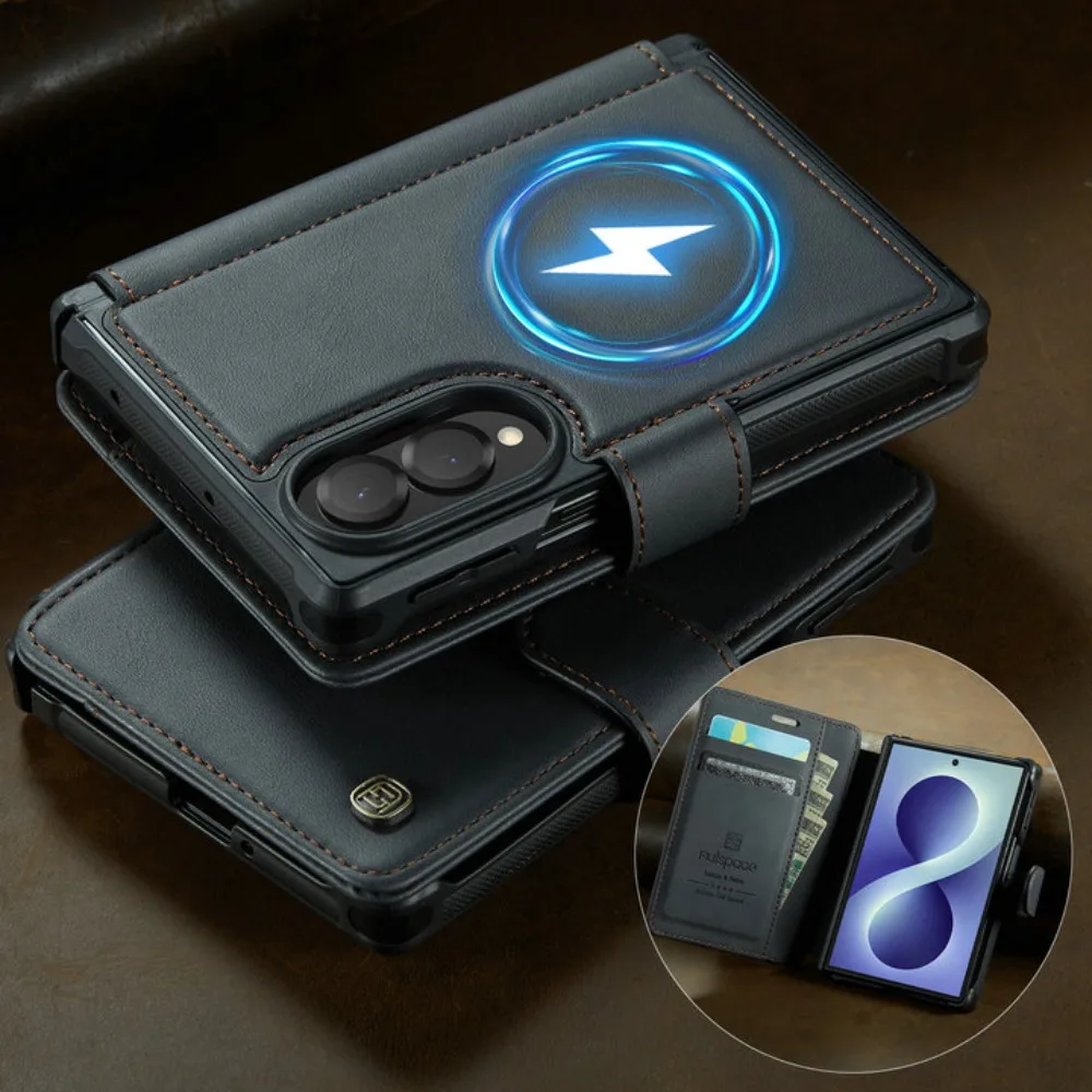 Für Z Fold8 Ultra 5G Lederhülle mit Magnetverschluss für Samsung Galaxy Z Fold 8 Ultra, Kartenfach, Brieftaschenhülle, Funda Coque