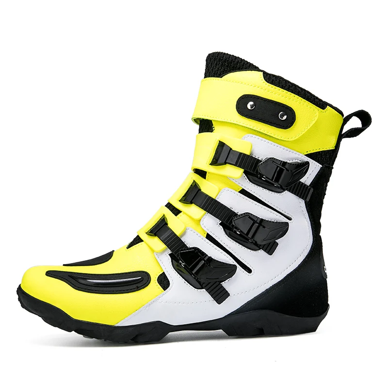 Anti-slip Yellow Motorcycle Boots Wear Resistant Motocross Shoes Antiskid Motorcycle Shoes Friction Force Off-road Boots 37-48