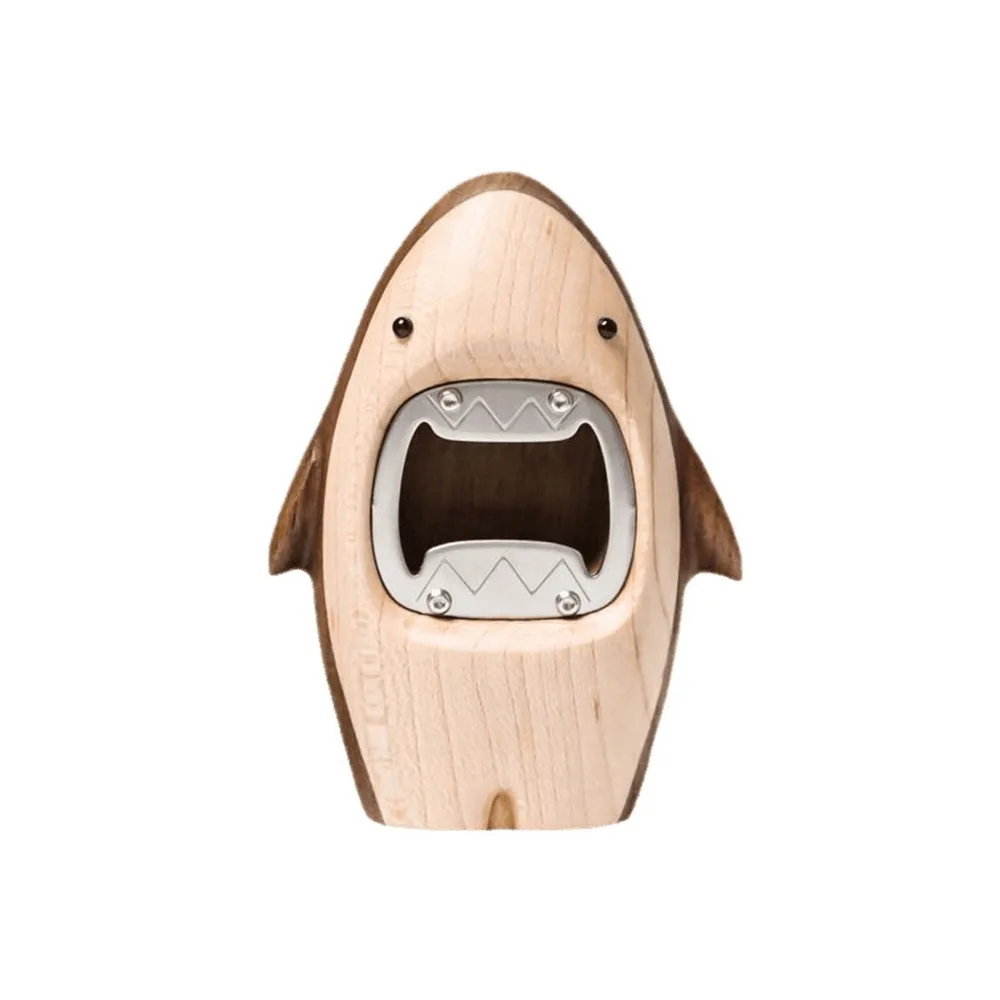 

Walnut Solid Wood Shark Wine Opener Smile Design Fun Wooden Beer Opener Practical Decor Wear-resistant Repair Wrench