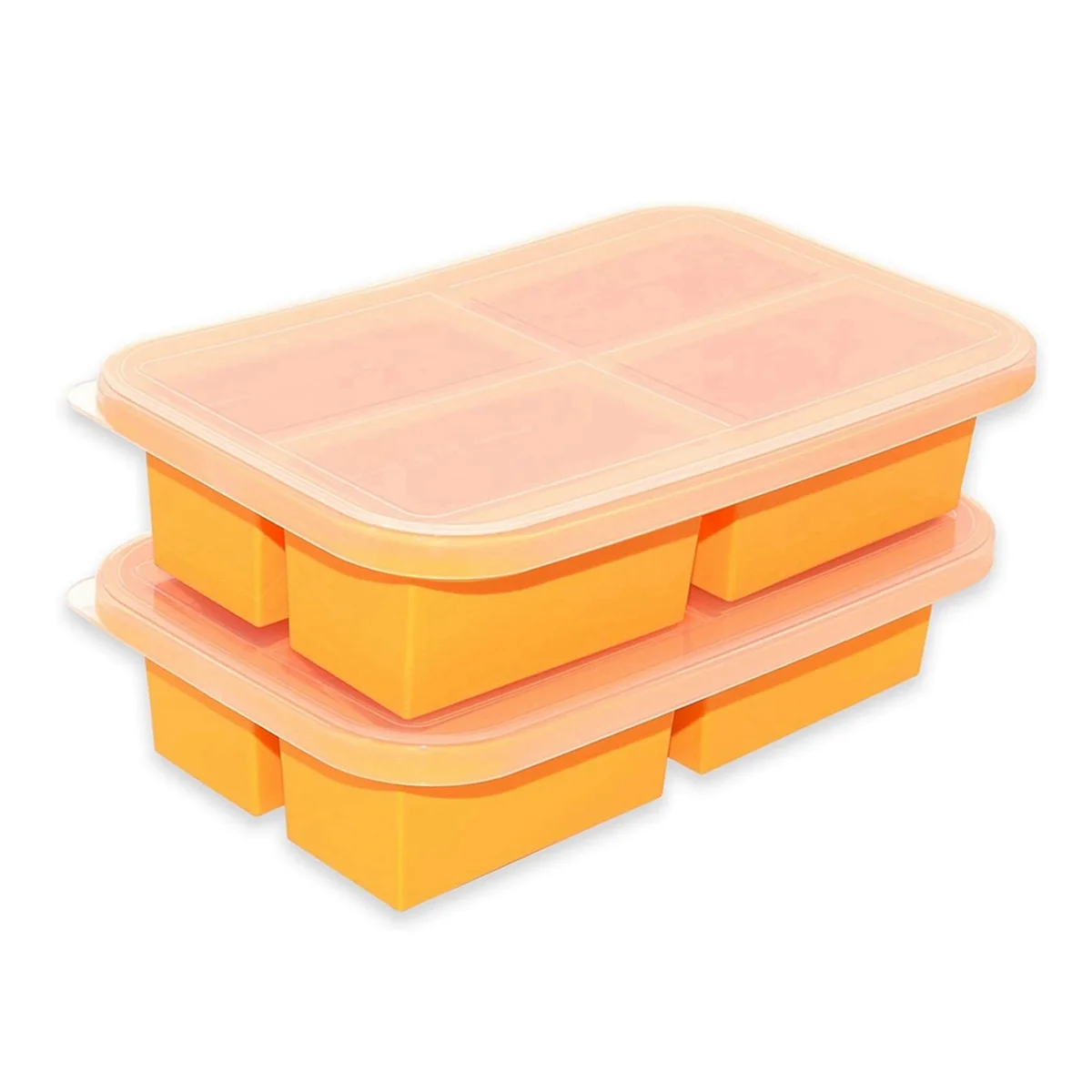 Cup Silicone Freezing Tray with Lid,2 Pc ,Easy-Release Silicone Freezer Tray,Food Freezer Molds,Freeze and Store Soup