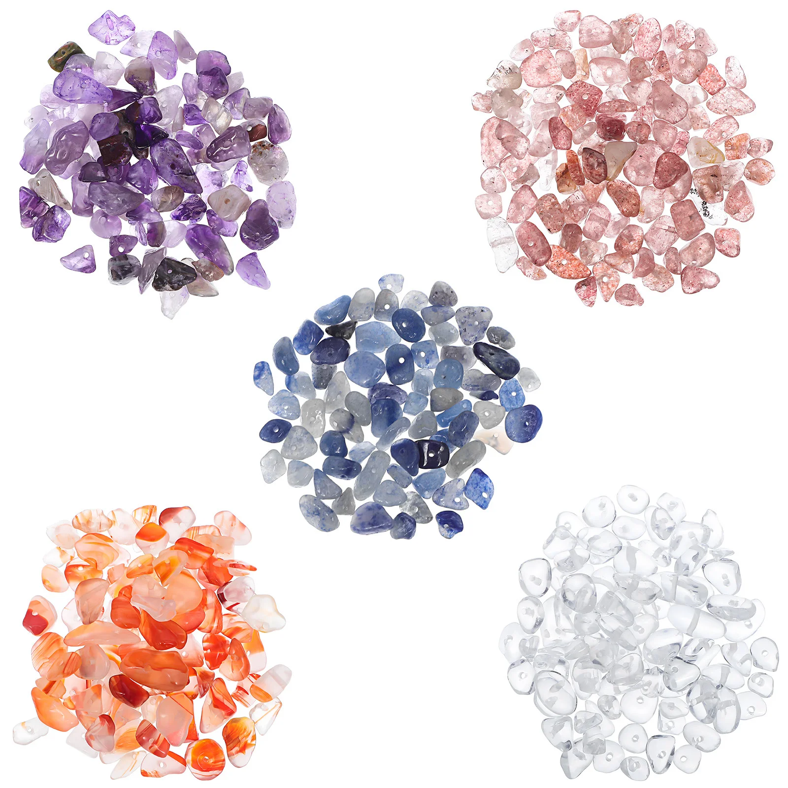 

5Pack Crystal Stone Chips Drilled Irregular Colored Loose Beads for Jewelry Making DIY Craft Projects Spacer Beads Bulk Pack