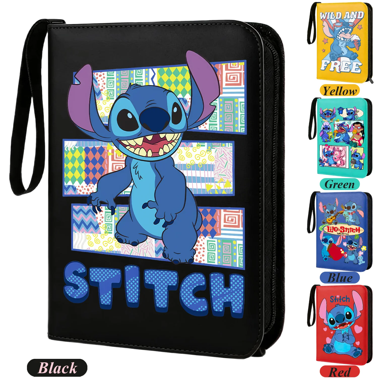 400 pièces Classeur de cartes série Stitch, 4 emplacements pour cartes, pour collections Kaitou Kid, avec fermeture éclair et double poche