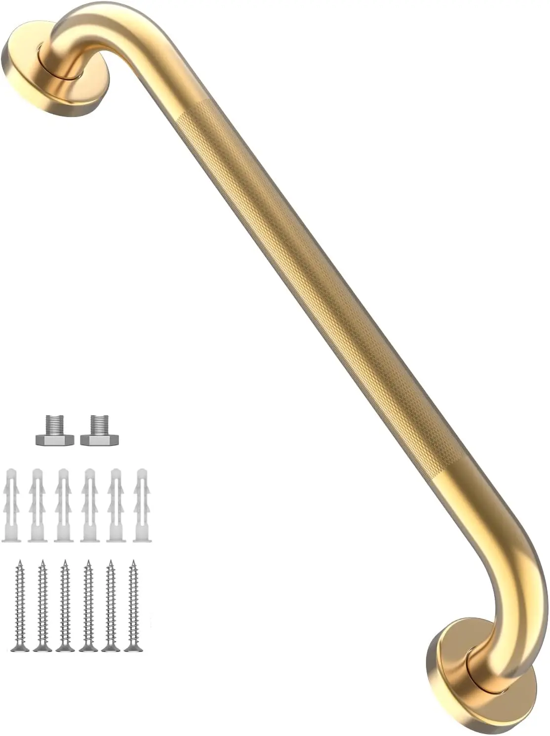 

24 Inch Anti Slip Shower Grab Bar, Knurled Safety Handrail for Elderly & Disabled, 500 lbs Capacity, Oil Rubbed Gold