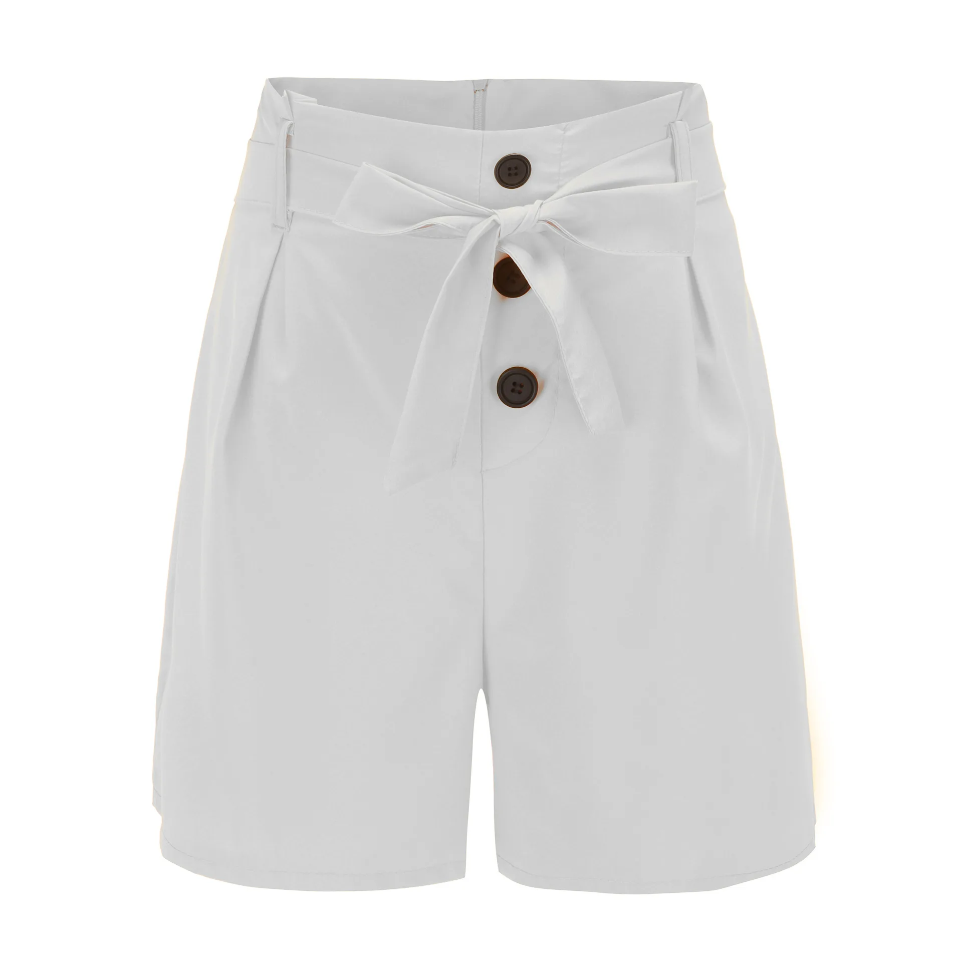 Women's Shorts High Waist Zipper Button Belt Fashion Street Slim and Stylish Solid Color Beach Hot Pants