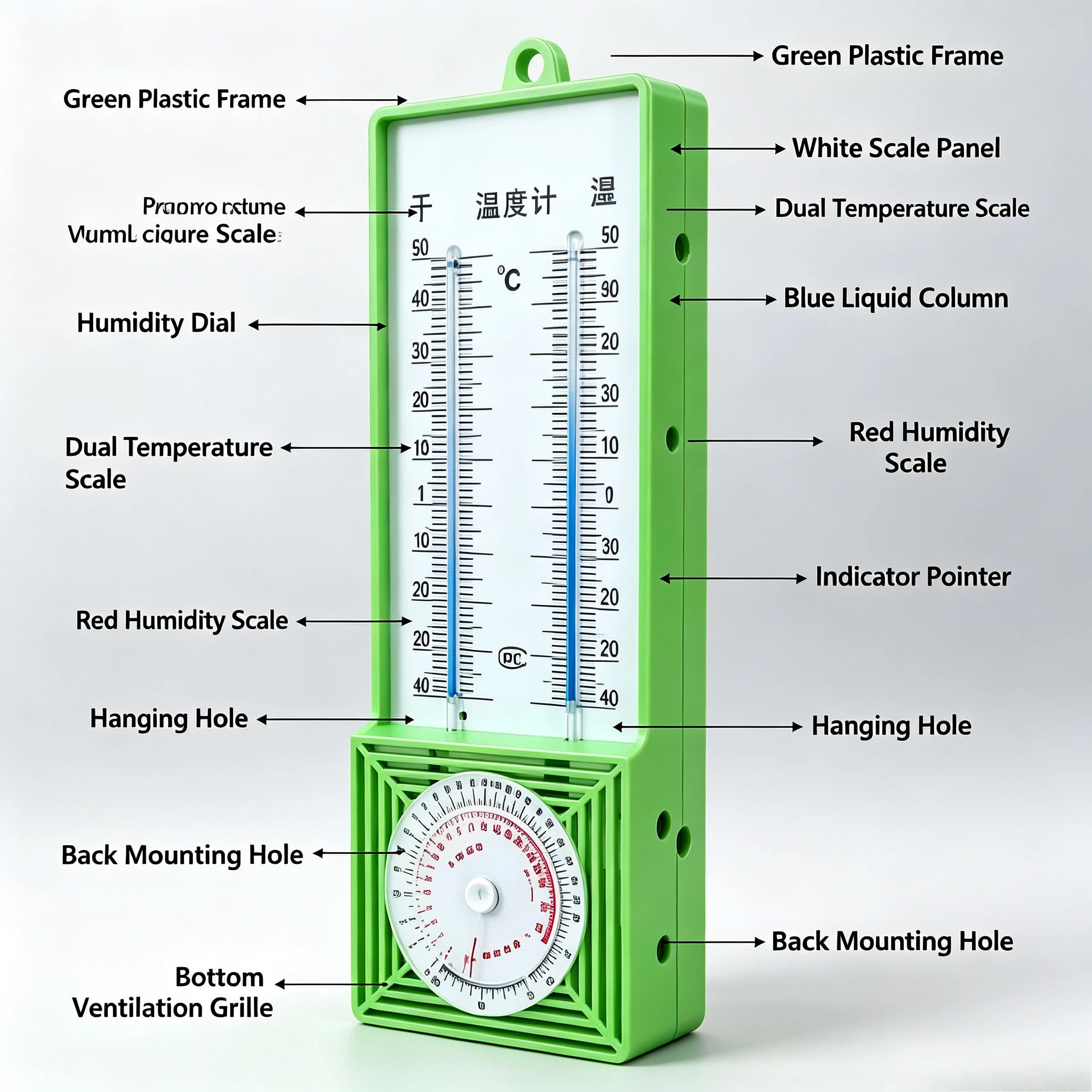 High‑Precision Wet and Dry Bulb Thermometer Laboratory Psychrometer Humidity Temperature Measuring