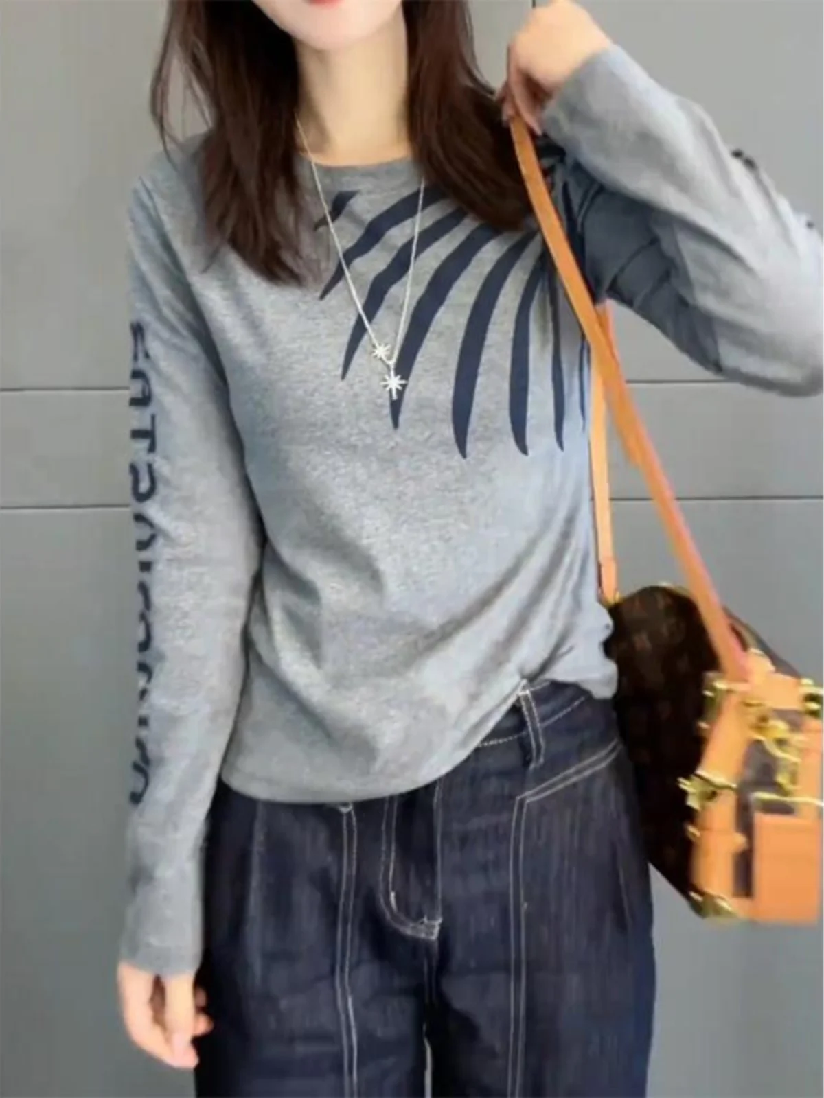 

plus Size Women's Faionable Long Sve Pure Cotton T-irt oulder Width Regular Fit Base Layer Top for Spring