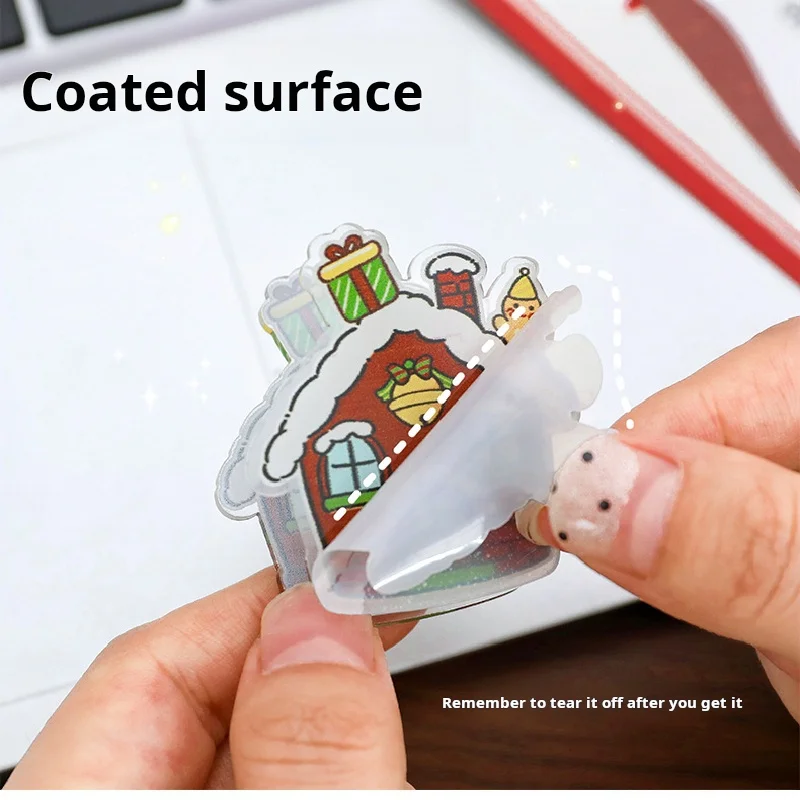 Cute Christmas PP Acrylic clip cartoon hand account clip creative acrylic snack file clip Christmas children's Stationery small