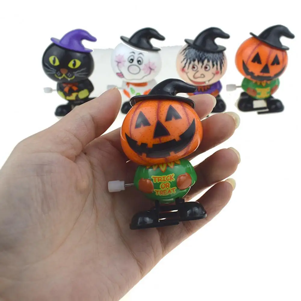 Halloween Opwindpompoenspeelgoed Spookachtig Cartoon Heks Sneeuwpop Wandelspeelgoed Peuters Jongens Meisjes Lente Clockwork Zwarte kattenspeelgoed