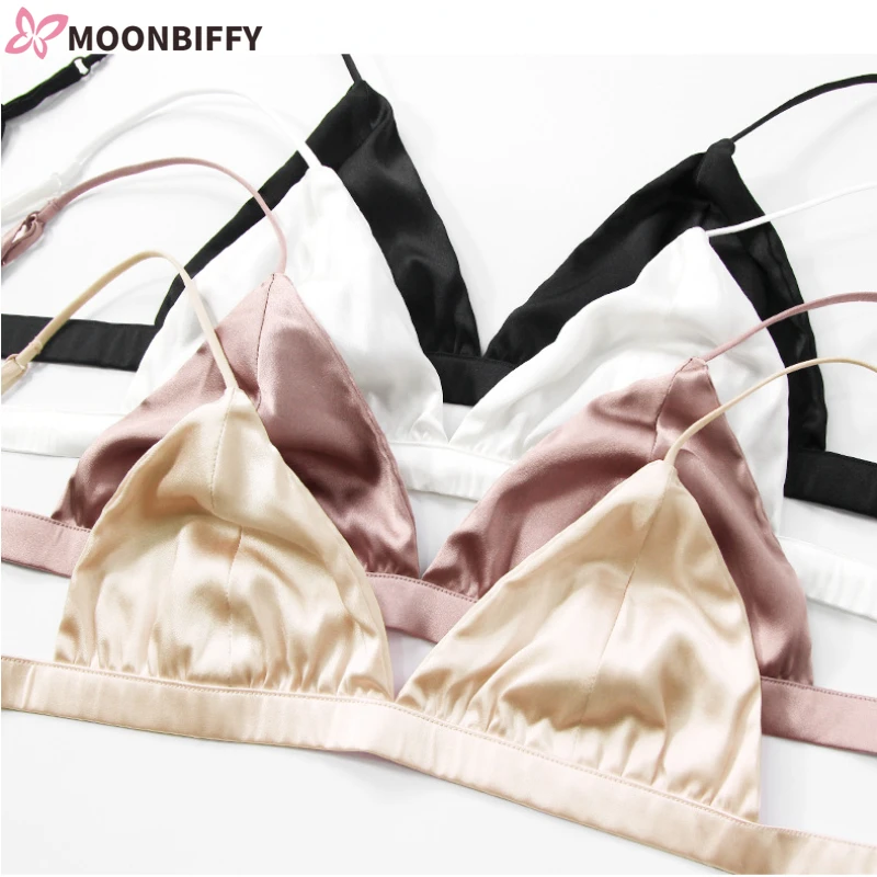 Women French Non-Steel Ring Mulberry Silk Bra Thin Breathab…