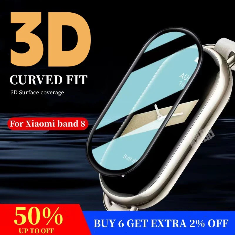 

3D Film Glass for Xiaomi Mi Band 8/NFC Screen Protector Miband 8 Smart Watch Curved Full Protective Cover Watch Tempered Glass