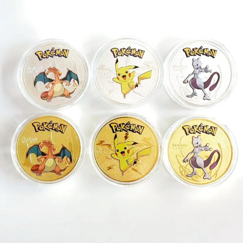 جديد كلاسيكي الرسوم المتحركة الكرتون جيب عملة التذكارية مجموعة Charizard و Eevee عملة ميدالية تذكارية لهدايا عيد الميلاد #4