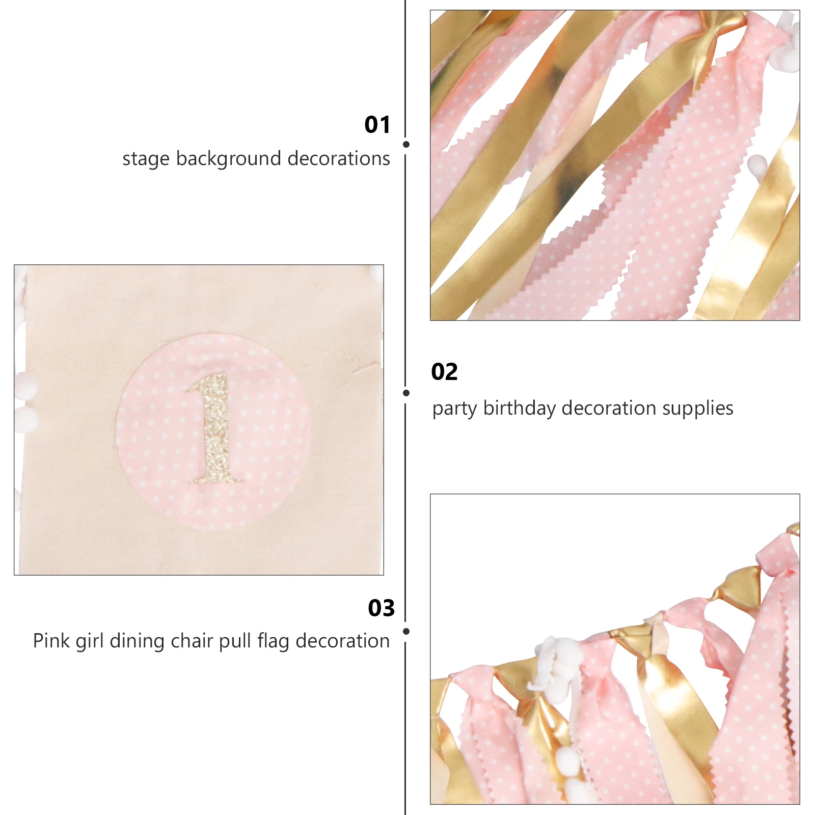 

1pc Birthday Party Decoration Flag Colorful Strip Banner Set For 1St Birthday Home Party Theme Decoration Hanging Bunting