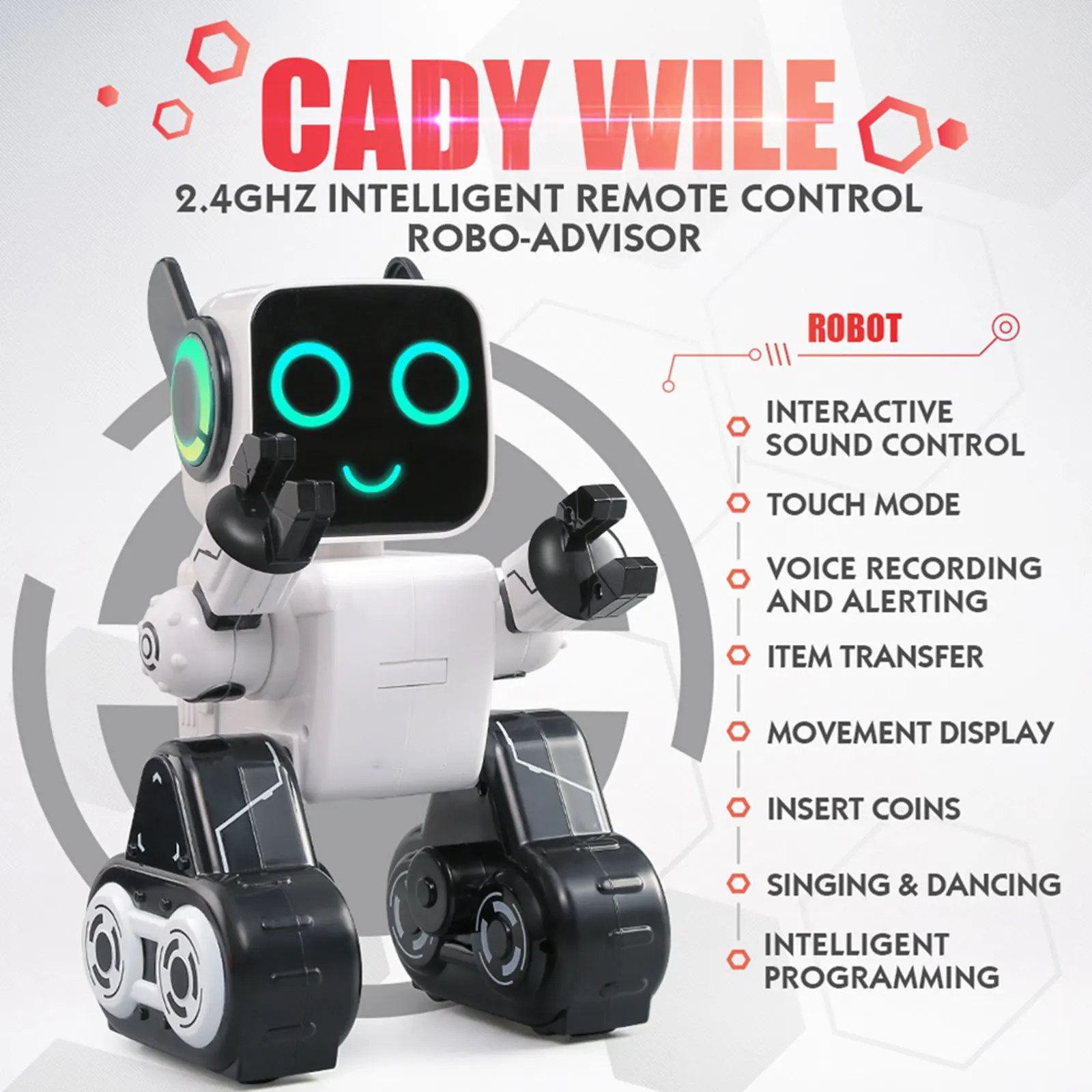 R4 Cady Rc Robot Rood Intelligent Smart Sound Interactie Gebaarsensor Muntbank Educatieve robot voor kinderen zingen
