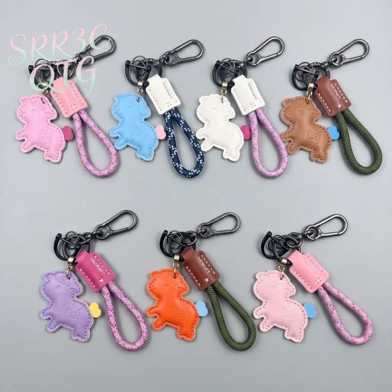 Hot Sale Cute PU Leather Sheep Keychain With Braided Wrist Strap Metal Clasp For Backpack Decor Key Storage