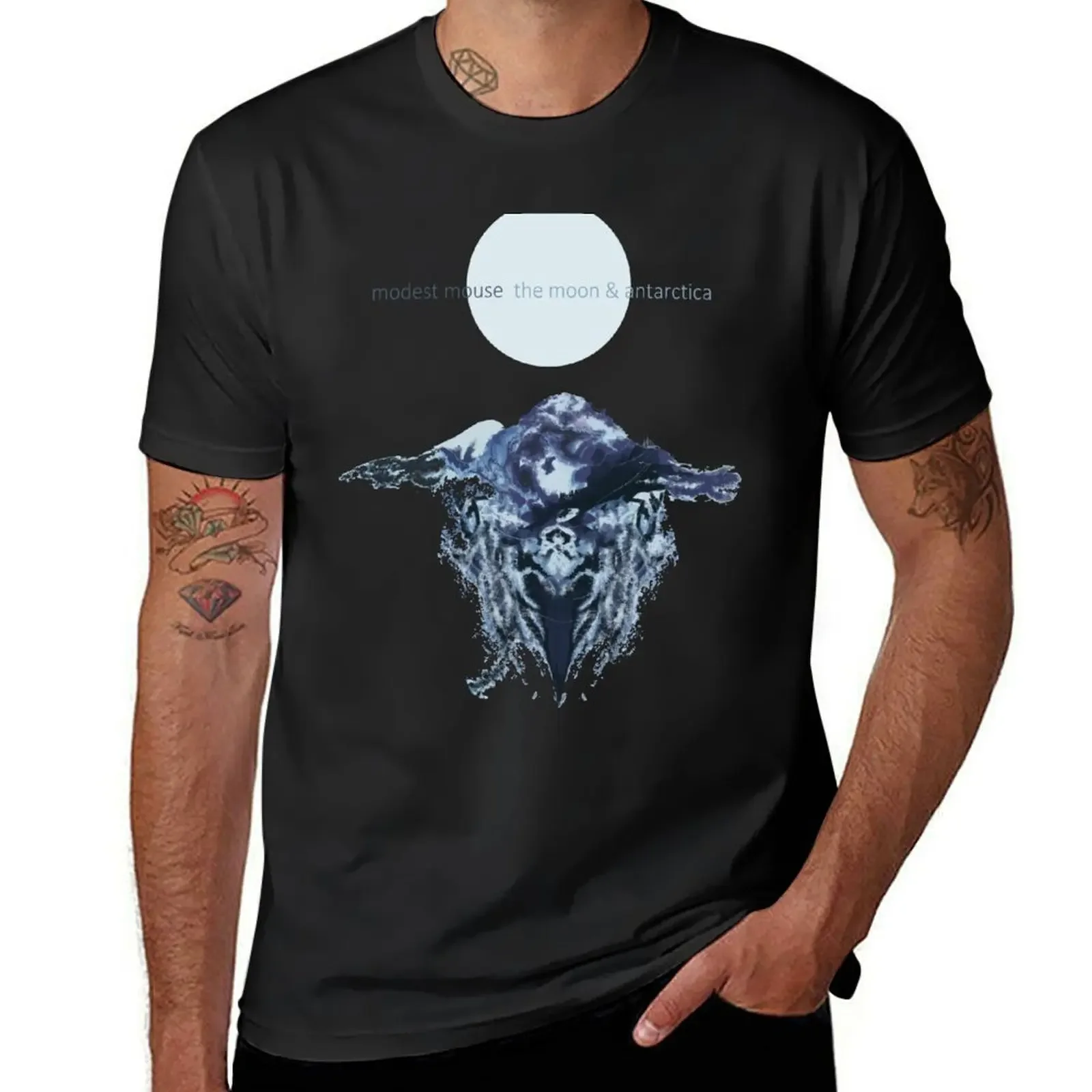 

the moon & antarctica T-Shirt funnys anime clothes t shirts men