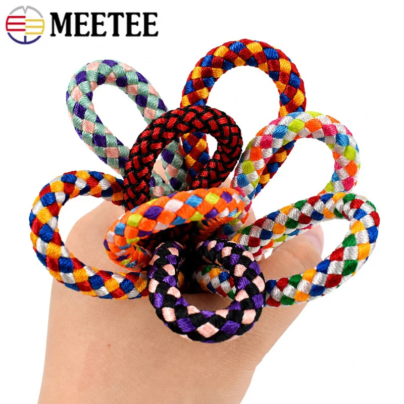 Meetee 5/10/15Pcs 7mm 20cm Colorful Braided Cord Rope for Phone Wrist Lanyard Keychain Bag Charm DIY Sewing Craft Accessories