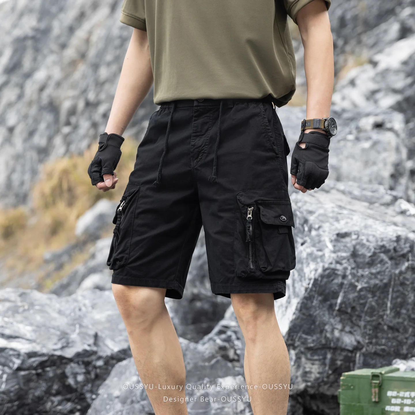 High Quality Cargo Shorts Men Cotton Summer Thin Baggy Multi-Pocket Straight Outdoor Work Tactical Short Pants Khaki Camo Jorts