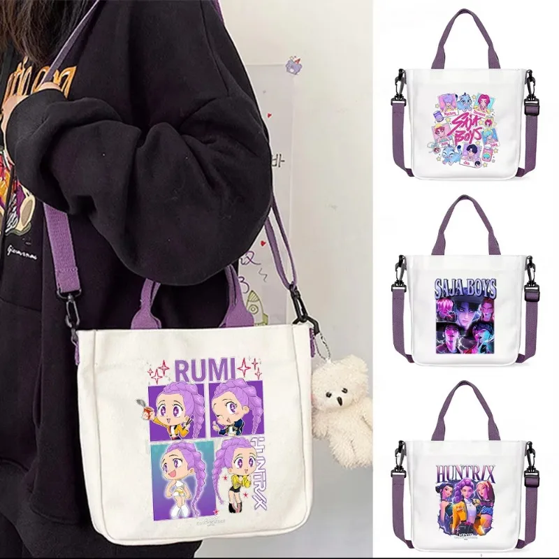 

Fashion Anime Cartoon Women Crossbody Bag Purple White Shoulder Bags Korean Ulzzang Anime Cartoon Teen Handbags