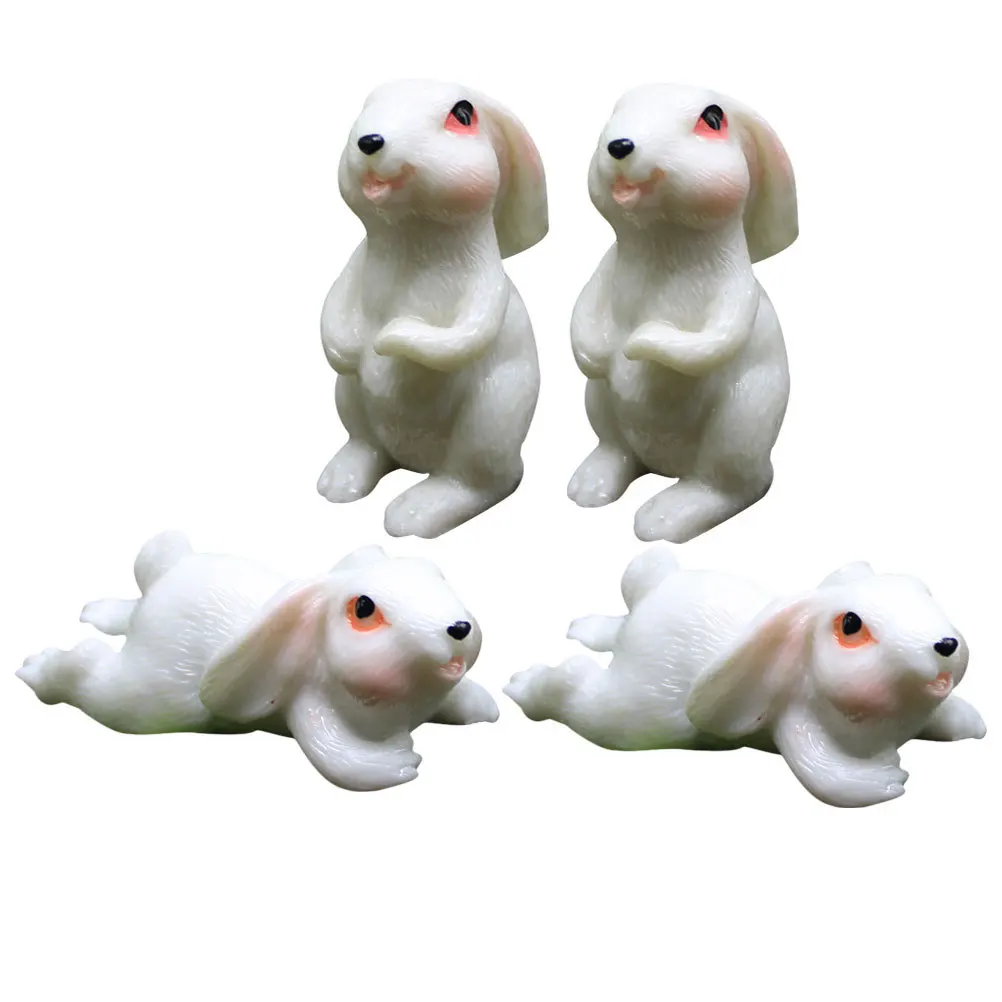 

4Pcs Succulent Planter Decor Multi Functional Mini Garden Ornament for Desktop Kids Room Resin Bunny Craft Household Decoration