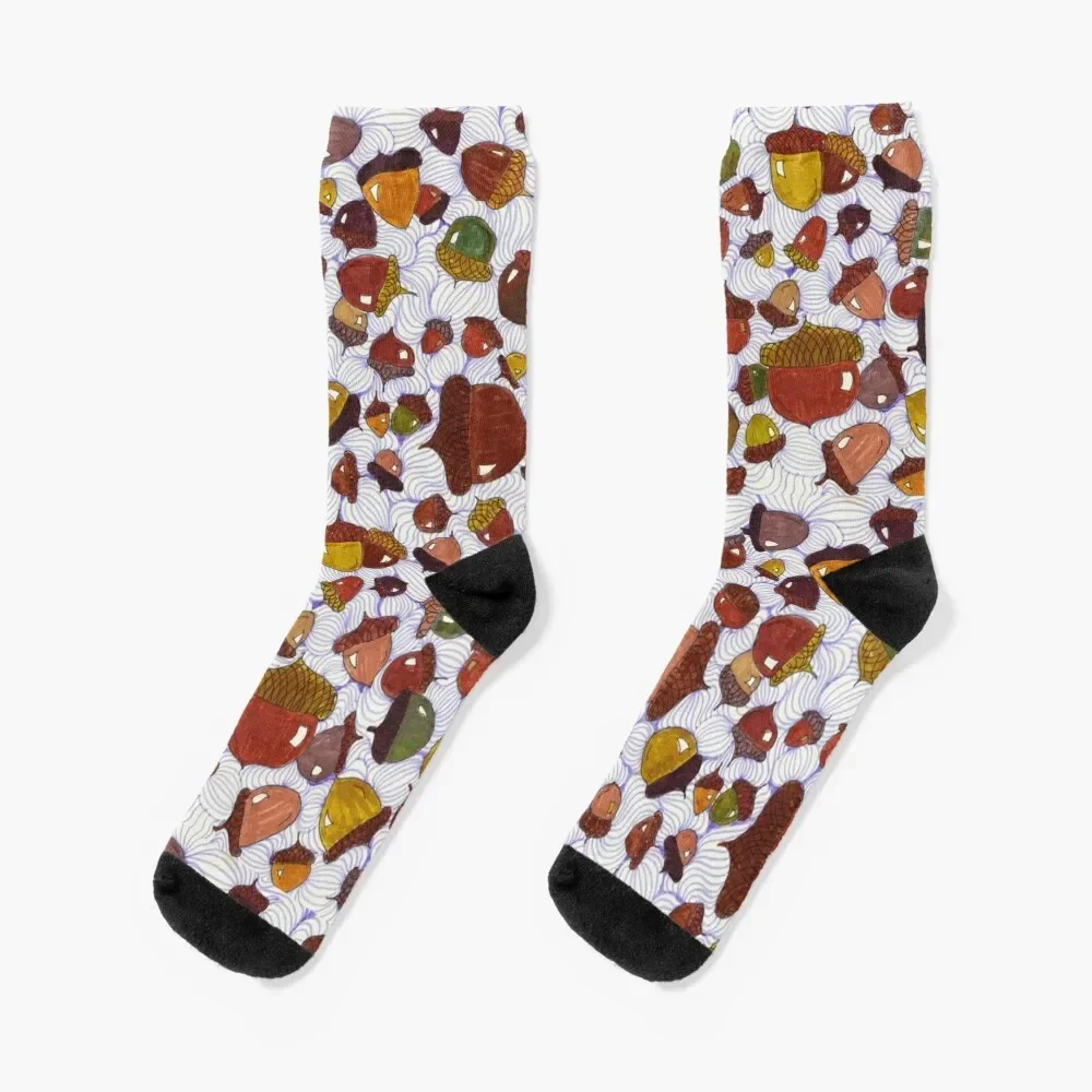 

Purple Acorn Patch Socks gifts essential warm winter with print Socks Men Women's