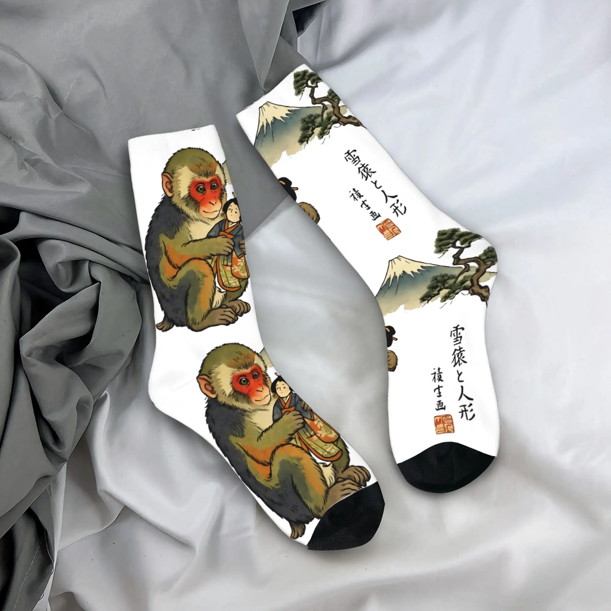 

Традиционные японские носки с рисунком обезьяны в стиле укиё-э, противоскользящие, для взрослых мужчин, мягкие, дышащие, зимние, в готическом стиле