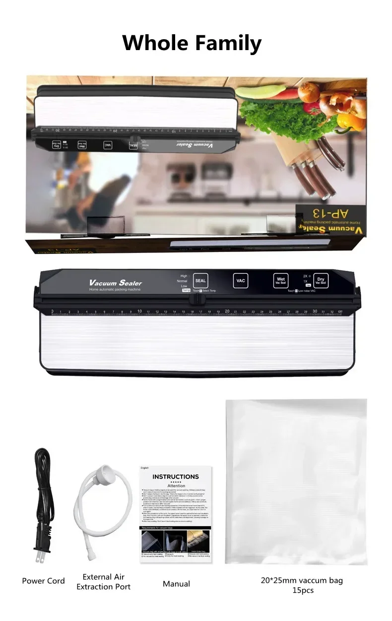 

Electric Food Vacuum Sealer Machine And Storage Bags One Touch Fast Vacuuming For Wet Or Dry Food Kitchen Vacuum Sealing Machine